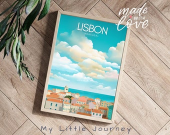 LISBON Poster, Portugal Poster, Coastal Wall Art, Lisbonne City Art Print, Portuguese Gift, Holiday Decor, Skyline Home Decor