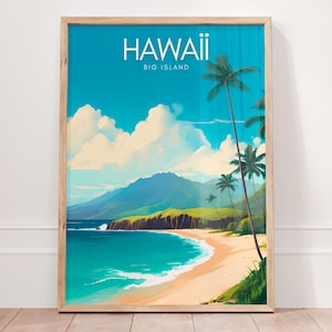 Poster Big Island Hawaii, stampa murale con paesaggio vulcanico, stampa di paradiso tropicale, decorazione delle isole Hawaii, regalo perfetto per gli amanti della natura