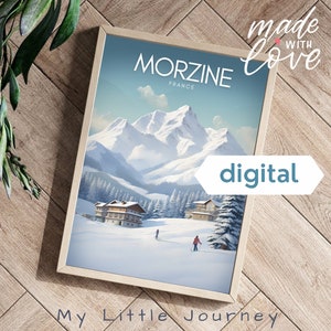 MORZINE Poster | Ski Resort France Travel Print | French Alps Wall Art | Mountain Lodge Decor | Alpine Home Decor - Instant Download