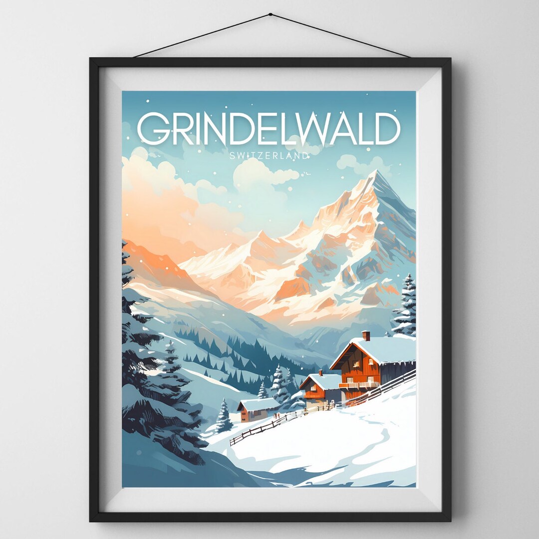 GRINDELWALD Poster Schweiz Vintage Poster Ski Resort Travel Etsy.de