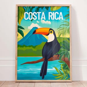 Poster COSTA RICA Tucano, stampa murale con uccello tropicale, stampa con fauna selvatica della foresta pluviale, decorazione della giungla, regalo perfetto per gli amanti della natura e dei viaggi