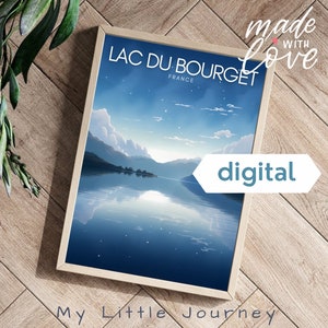 LAC DU BOURGET Print | Lake Bourget Wall Art | France Travel Poster Print | Aix-les-bains Wall Decor - Instant Download