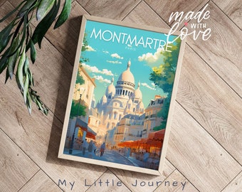 MONTMARTRE Poster | Paris Montmartre Vintage Travel Print | Sacré Coeur Art Print | Parisian Decor | Paris Love Gift - Wall Hanging