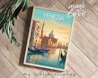 VENICE Print | Italy Wall Art VENEZIA Poster | Vintage Italian Decor | Italy Travel Gift for her | Wall Art Venezia Painting Italian Charm