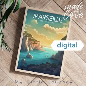 MARSEILLE Poster | Les Calanques de Marseille Affiche | France Travel Print | France Travel Poster - Instant Download