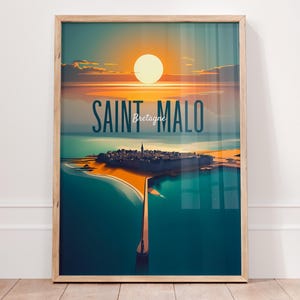 Pôster de Saint-Malo, arte de parede da Bretanha, decoração costeira francesa, impressão de viagem vintage, decoração náutica para casa, presente perfeito para quem ama a França