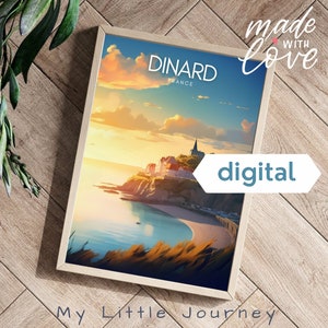 Pôster DINARD | Arte de parede da Bretanha | Impressão de pôster de viagem de Dinard | Arte de parede da França para presente - Download instantâneo
