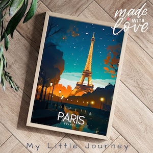 Impresión de viaje a París / Impresión de la Torre Eiffel de París / Decoración de pared de Francia / Regalo de París, Francia / Regalo de París para amantes del arte - Póster premium