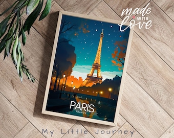 PARIS Travel Print | Eiffel Tower Paris Print | France Wall Art Décor | Paris France Gift | Paris Gift Art Lovers - Premium Poster