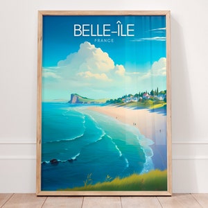 BELLE ILE Print, Belle-Île-en-Mer Wall-Art, Cartel de viaje de Francia Bretaña