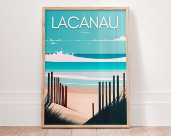 LACANAU Strand Poster | Lacanau Druck | Beachy Wandkunst | Frankreich Reise Poster