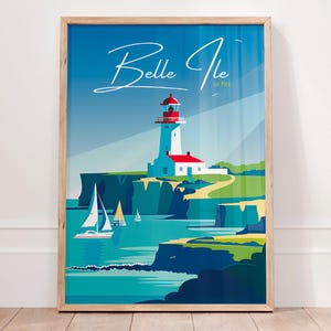 BELLE ILE Affiche Bretagne, Poster Belle-Île-en-Mer, idee cadeau couple, decoration nautique, bord de mer, poster ville france