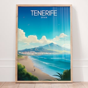 TENERIFE Poster, Spain Wall Art, Travel Poster Canary Islands, Spanish Gift, Summer Decor, Coastal Print, Beach Wall Art