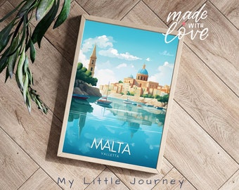 Póster de viaje de Malta, arte mural costero de La Valeta, pintura de Malta, decoración navideña, impresiones urbanas, regalos de viaje