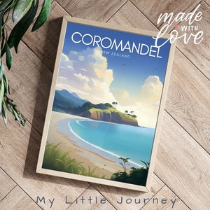 COROMANDEL Poster, New Zealand Wall Art, New Zealand Gifts, New Zealand Travel Poster, Coastal Wall Art, Nautical Decor