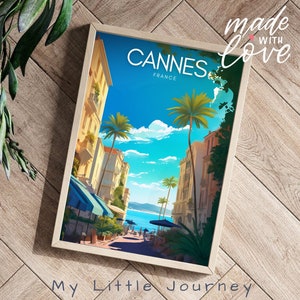 CANNES Poster, France Travel Poster, Cannes City Print, french poster, couple gift, colorful wall art