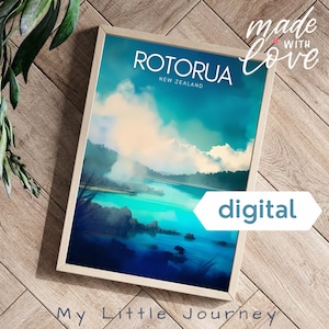 ROTORUA New Zealand Print, New Zealand Gift, New Zealand Travel Poster - Printable wall art