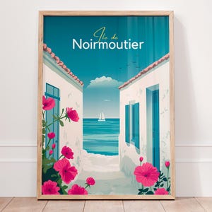 Noirmoutier Island Poster, French Coastal Wall Art, Island Decor Print, Vintage France Art, Unique Gift for Beach Lovers, Seaside Deco
