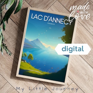 Affiche de ANNECY | Poster Lac d'Annecy | Impression de voyage France | Affiche de voyage Alpes - DIGITAL