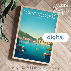 Póster de PORTO-VECCHIO / Impresión de Córcega / Impresión de viaje a Francia / Póster de viaje al sur de Francia - Descarga instantánea