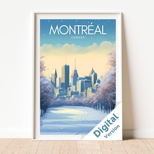 MONTREAL Poster, Canada Travel Poster, Montréal City print, Quebec Wall Art, City Skyline, Winter Decor - Printable Wall Art