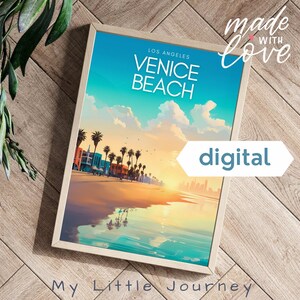 VENICE BEACH Poster, Los Angeles Minimalist wall art, California Vintage City Prints, Coastal wall art - Printable wall art