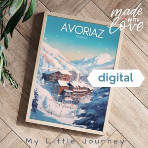 AVORIAZ Print | Ski Resort Avoriaz Travel Poster | French Alps Wall Art | Mountains Decor | France Travel Poster - Printable Art
