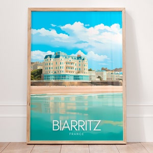 Impresión de BIARRITZ, póster de viaje de Francia, arte de pared costero, decoración de playa de verano, regalo de vacaciones, póster francés