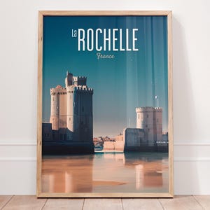 Póster de La Rochelle, Francia, arte de ciudad costera francesa, impresión vintage de La Rochelle, decoración de pared junto al mar, regalos de viaje, decoración del hogar marítimo