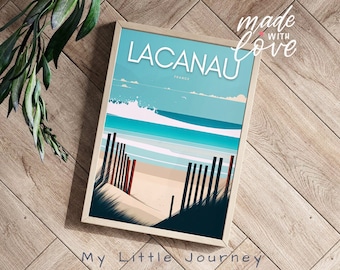 LACANAU Strand Poster | Lacanau Wall Art Print | Frankreich Reise Poster | Frankreich Reise Poster | Physischer Druck