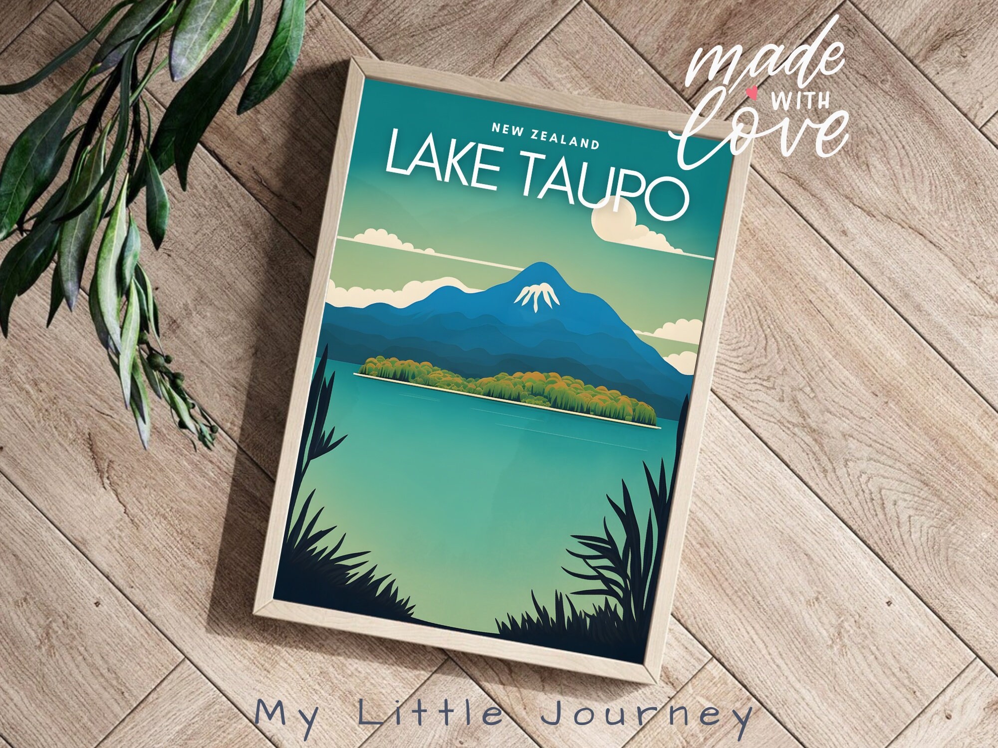 LAKE TAUPO Poster New Zealand Wall Art Print New Zealand Travel Print