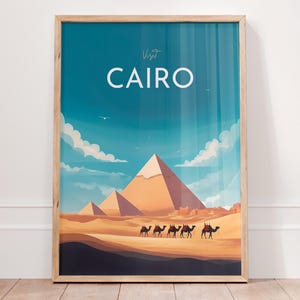 Affiche Caire Égypte, Poster Pyramides Gizeh, Art minimaliste, Déco Murale Égypte Antique, Idée Cadeau Voyage