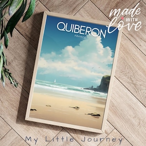 Impressão QUIBERON | Arte de parede da Bretanha | Impressão de pôster de viagem à França | Decoração de parede da praia de Quiberon | Impressão física