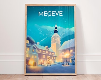 Affiche Vintage Tourisme Megève - Poster 50x75cm - PostersAndCo - NEUF
