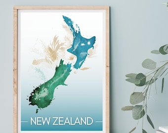 NEWZEALAND Art Map - New Zealand map poster - New Zealand wall map - NZ printable art - Travel poster NZ