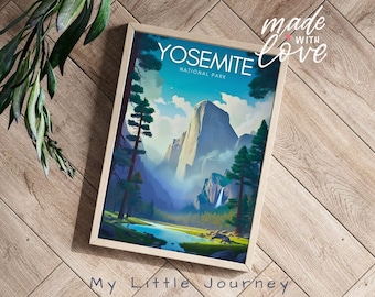 Yosemite National Park Poster, California Travel Art