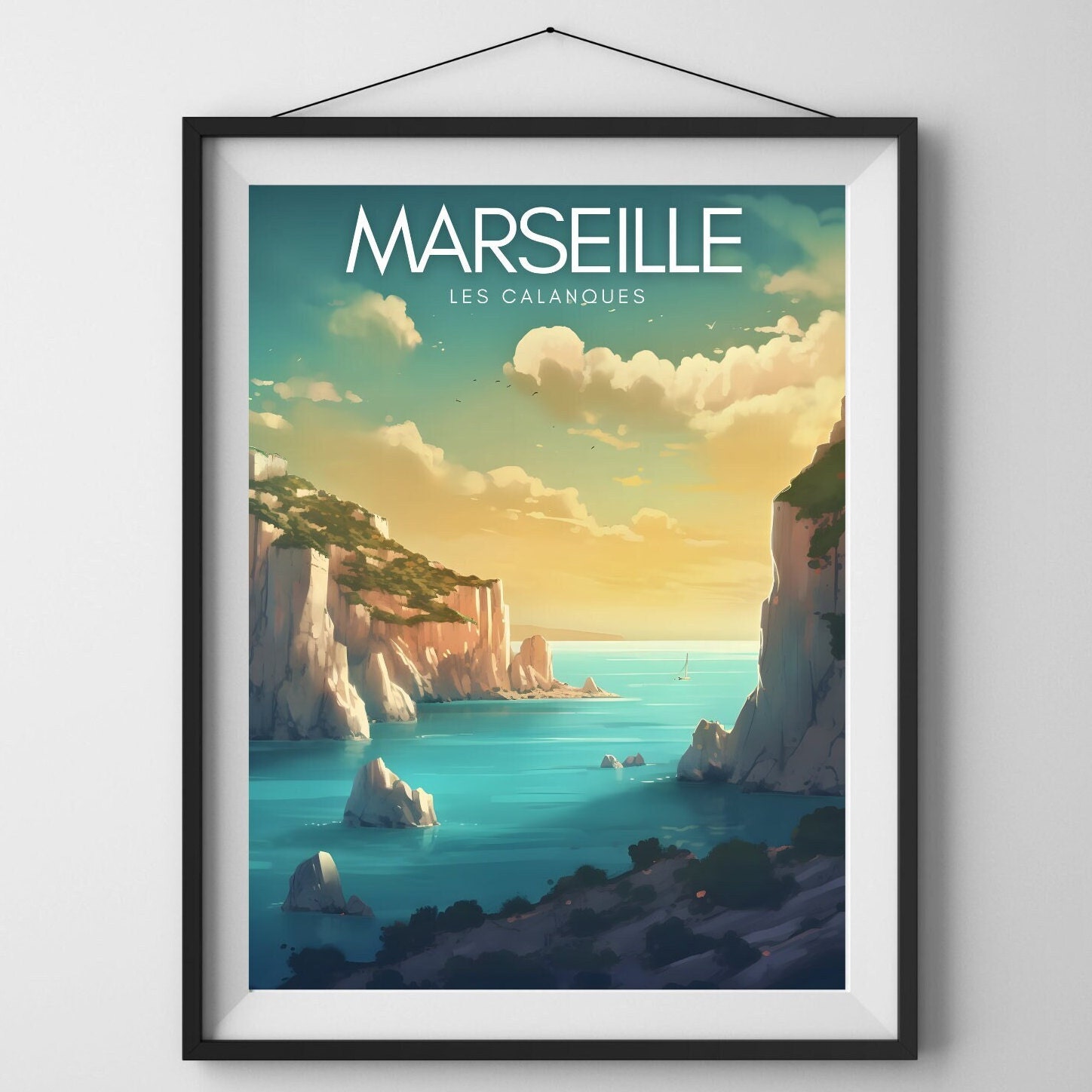 Affiche Marseille vintage  Décoration intemporelle et raffinée - Jusqu'à  la lune