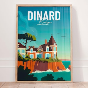 Impresión DINARD de Bretaña, decoración rural francesa, póster de Francia, arte mural costero grande