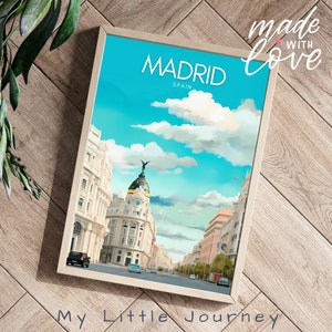 MADRID Travel Poster, Spain Wall Art, Madrid City Art Print, Spanish Posters, Travel Gift for dad, Skyline Home Decor