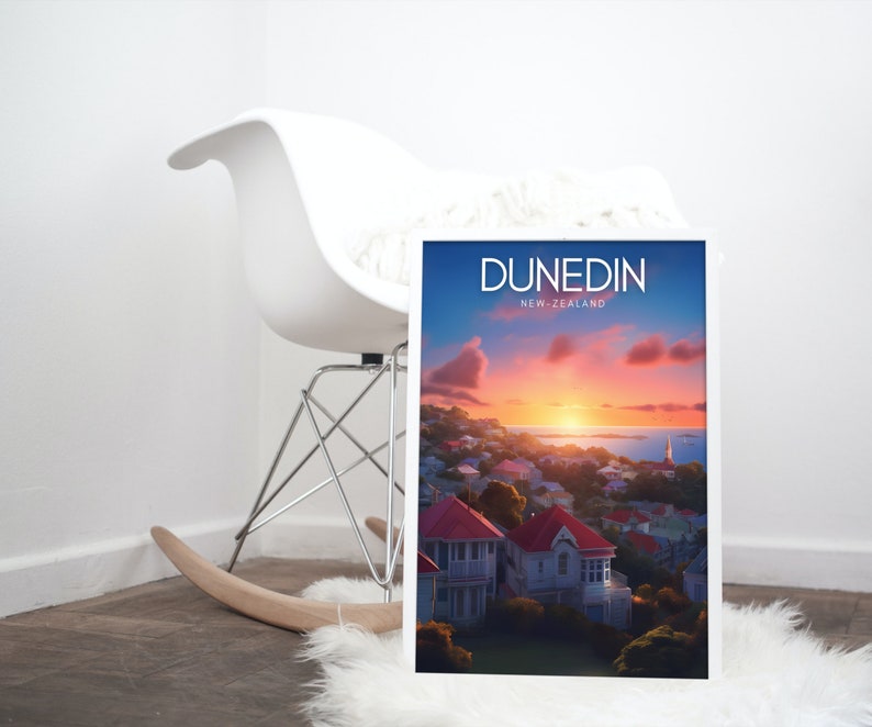 DUNEDIN Poster | New Zealand Wall Art Print | New Zealand Travel Print | New Zealand Travel Gift - Digital Download