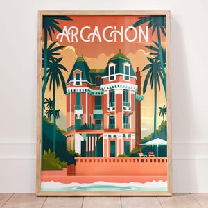 ARCACHON Poster, France Wall Art, City Prints, French Gift, Arcachon Vintage Travel Poster, Cap Ferret, Coastal Wall Art