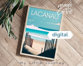 LACANAU Strand Poster | Lacanau Wall Art Print | Frankreich Reise Poster | Frankreich Reise Poster - Digital Download
