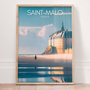 Pôster SAINT-MALO | Arte de parede Saint Malo | Impressão de viagem da França Bretanha | Presente francês Decoração costeira