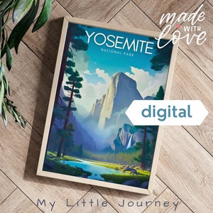 YOSEMITE Travel Poster Print | Yosemite National Park Wall Art | US Travel Gift | El Capitan Poster - Digital Download