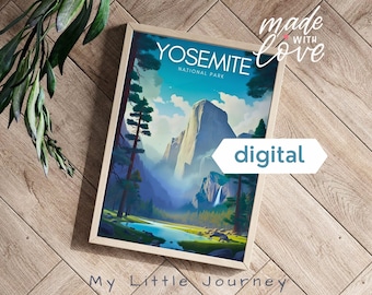 YOSEMITE Travel Poster Print | Yosemite National Park Wall Art | US Travel Gift | El Capitan Poster - Digital Download