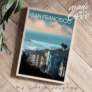 San Francisco Travel Poster, Golden Gate Bridge Art, Vintage Cityscape Print, Retro San Francisco Wall Art, California Home Decor