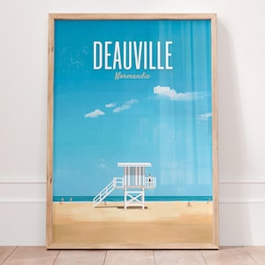 Affiche Deauville, Poster Plage Normandie, Décoration Murale Bord de Mer, Cadeau Original France, Ambiance Maritime, Affiche Vintage