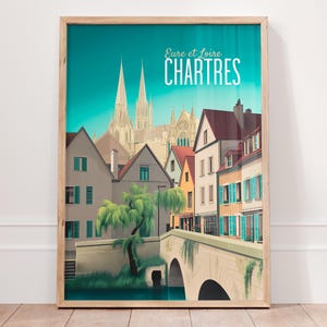 Chartres Poster France, Cathedral Wall Art, French Gothic Architecture Print, Historic City Decor, France Travel Gift