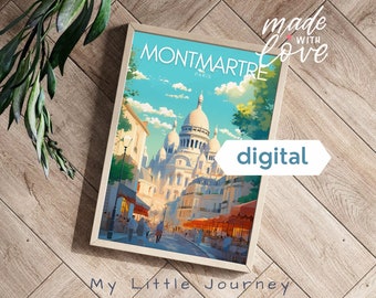 MONTMARTRE Poster | Paris Montmartre Vintage Travel Print | Sacré Coeur Art Print | Parisian Decor | Paris Love Gift - Printable Wall Art