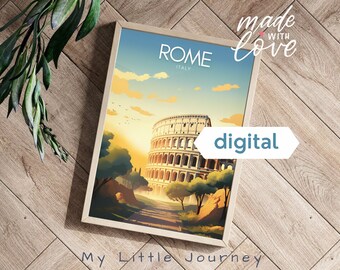 ROME Travel Poster | Coliseum Print | Italy Wall Art Gift | Italy Travel Print | Ancient Rome Decor - Printable Art
